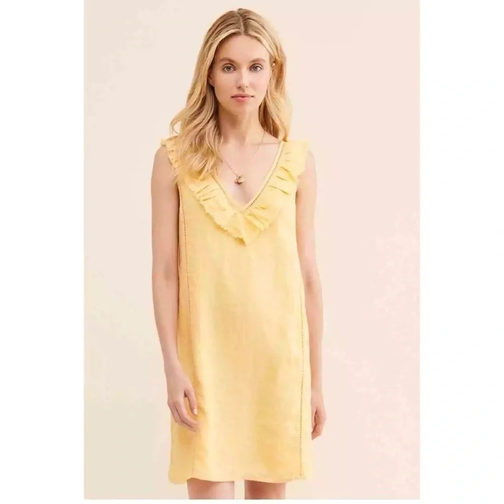 Faherty Ellis Linen Dress Ruffle - Picture 2 of 8
